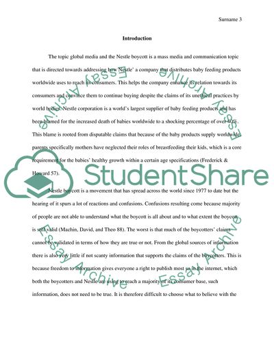 Global Media and the Nestle Boycott