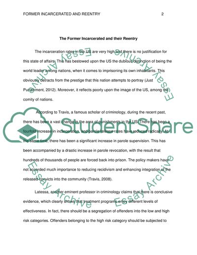 The Former Incarcerated and Their Reentry