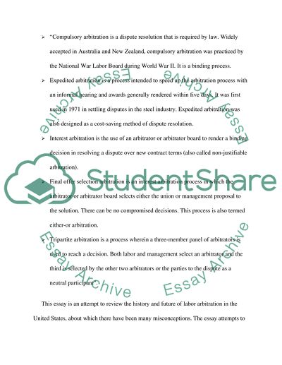 The History and Future of Labor Arbitration Process