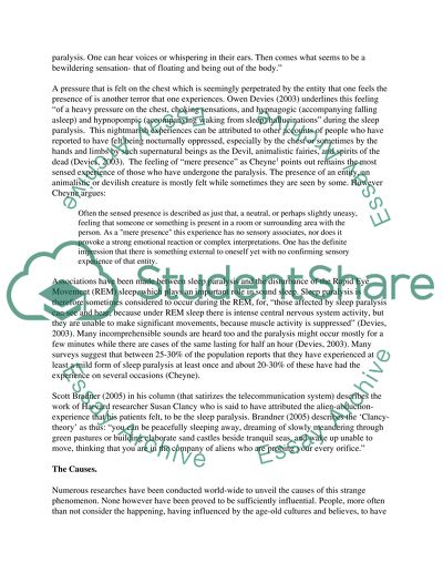 Sleep Paralysis Issues