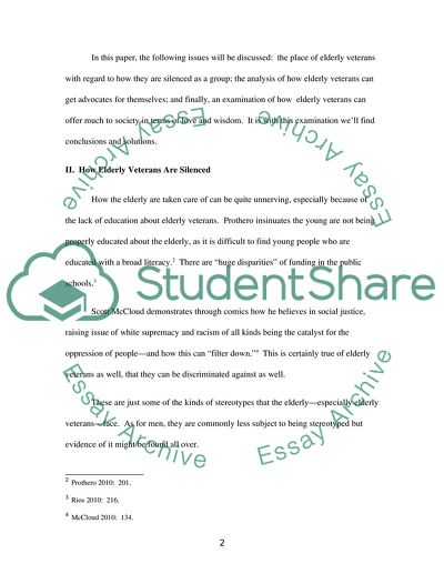 Elderly Veterans: Their Silencing, Their Care, and a Solution