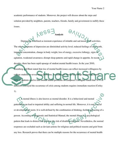 Support of the US Students with Mental Illness and Depression