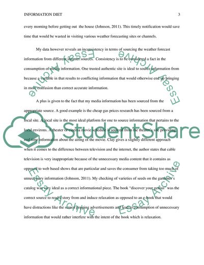 INFORMATION DIET-BASED ON CLAY JOHNSON BOOK