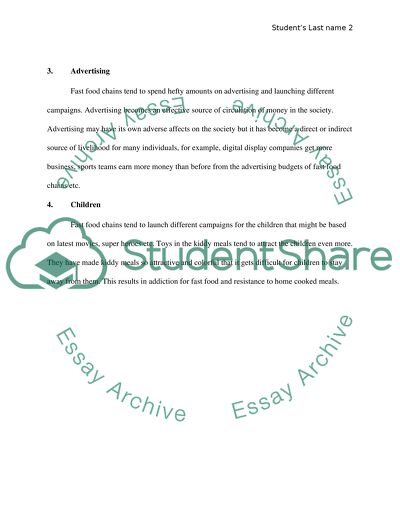 Effects Fast Food on Society