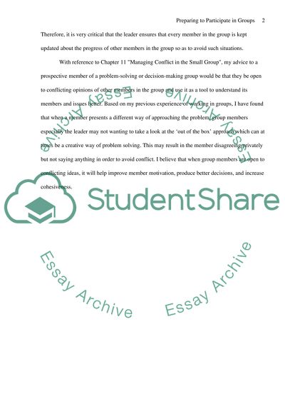 Preparing to Participate in Groups