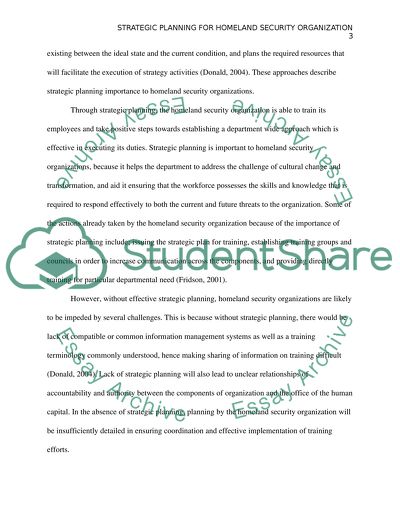 Strategic Planning for Homeland Security Organization