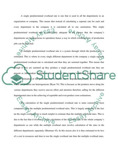 Multiple predetermined overhead rates versus a single predetermined overhead rate