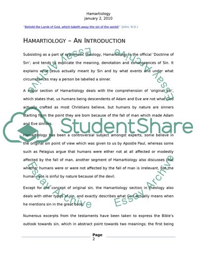How does the Bible describe sin ( Hamartiology)