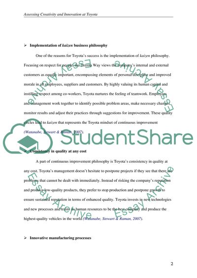 Toyota Creativity and Innovation Assessment