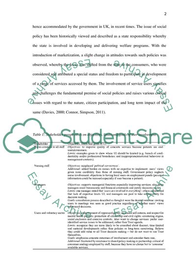 The Impact of User Involvement Strategies in Welfare