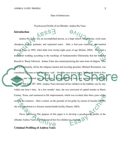 Psychosocial Profile of an Offender: Andrea Pia Yates
