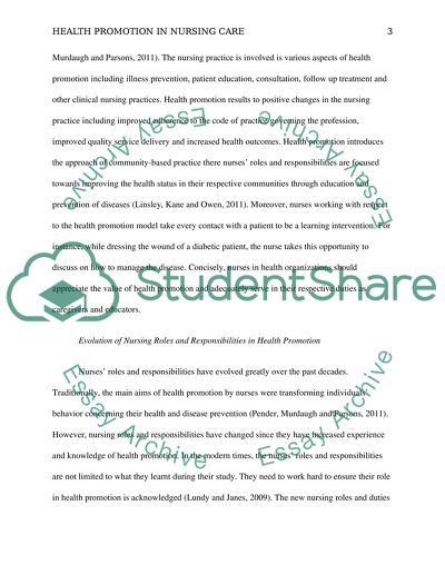 Health Promotion in Nursing Care