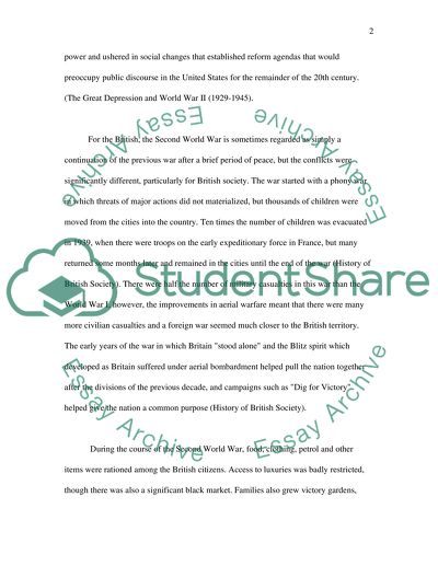 Comparing the Effects of the Second World War on British and American Society