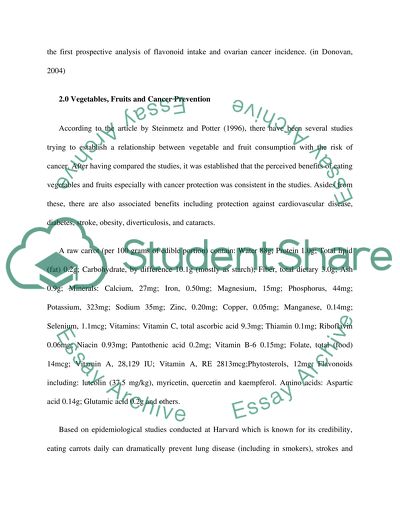 1.Phytochemicals Discussion .2.Foods and Cancer Prevention