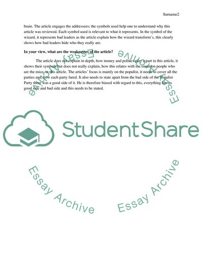 Analysis of the Article about the Allure of Toxic Leaders by Lipman-Blumen