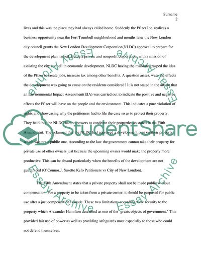 The Relevancy of the Kelo vs The City of New London Case