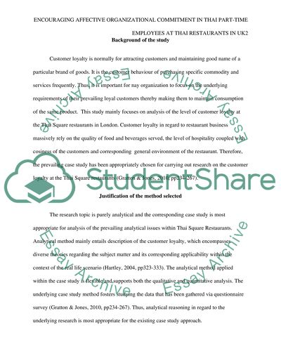 Encouraging Affective Organizational Commitment at Thai Restaurants in the UK