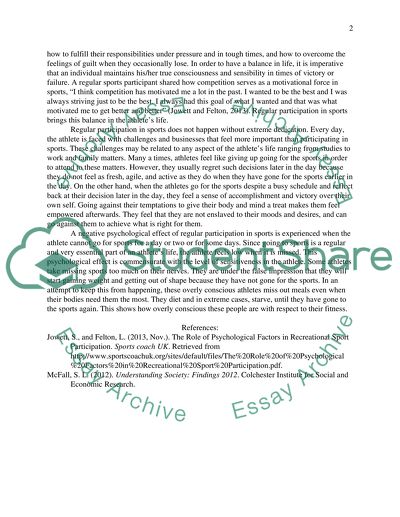 Psychological Effects of Regular Participation in Sports