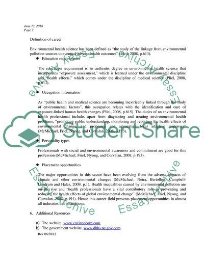 Career of Environmental Health Specialist