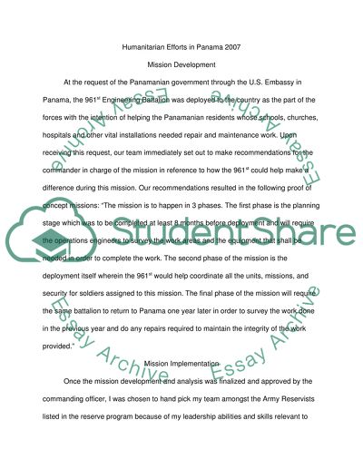 A Humanitarian Work Force Mission