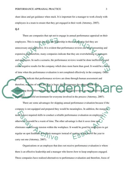 Performance appraisal practice