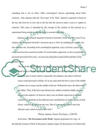 Cosmology and the Existence of God