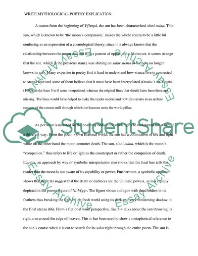 Write Mythological Poetry Explication