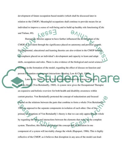 The Canadian Model of Occupational Performance