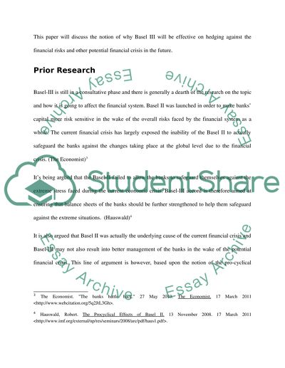 Basel III Effecacy on Hedging Against Financial Risks