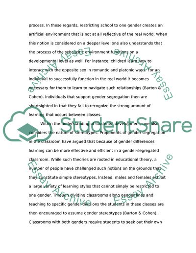 Should School be Separated by Gender