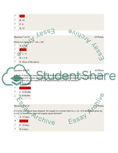 Final Math Exam (2 hour limit)