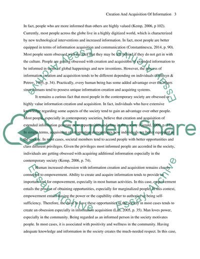 Creation and Acquisition of Information