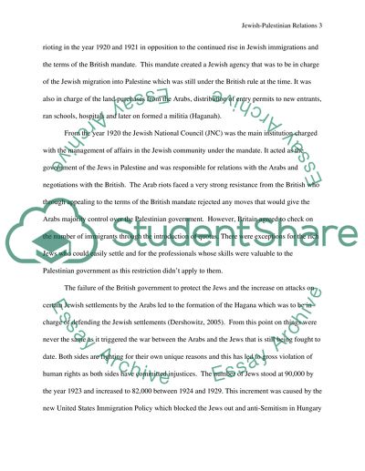 The creation of Israel and Jewish/Palestinean relations at that time