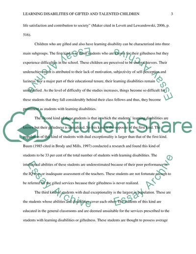Learning Disabilities of Gifted and Talented Children