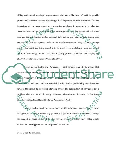 Service Quality in Marriott Corporation