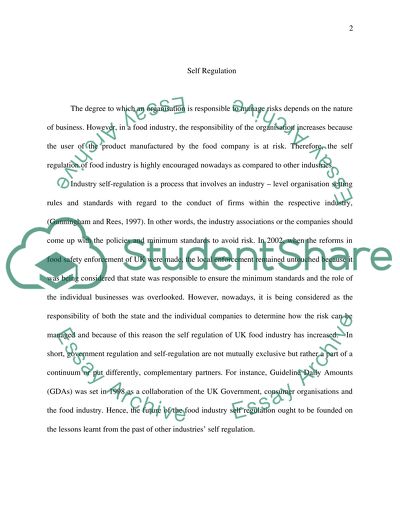 Role of Food Industry Self-Regulation in the Future