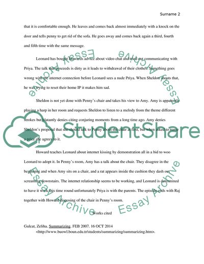 Summary: Big Bang Theory Season 5 Episode 2