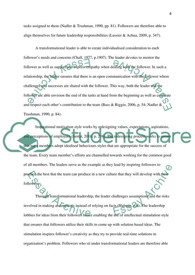 Leadership theories essay