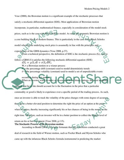 Modern pricing models