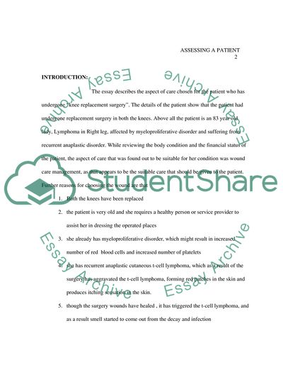 Assessing the Patient with an Aspect of Care: Wound Care Management