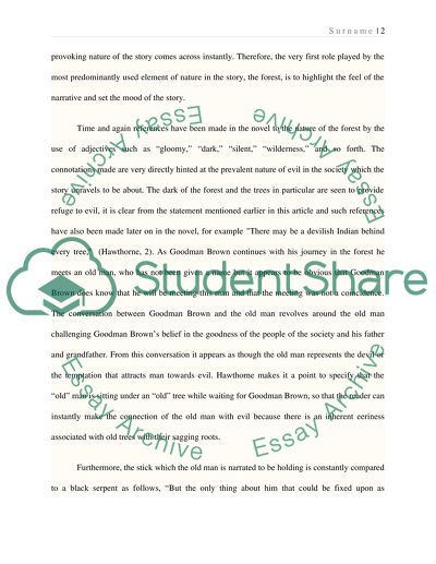 Element of Nature in Young Goodman Brown, and To Build a Fire