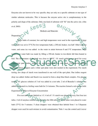 Experiment on Factors Affecting Enzyme Amylase Activity