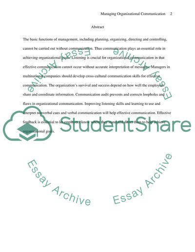 Managing Organizational Communication