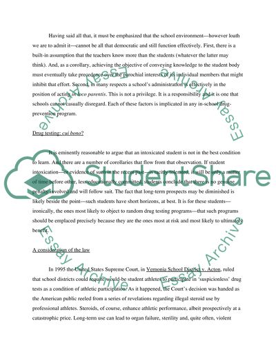 Mandatory Drug Testing in High Schools is Needed and Effective