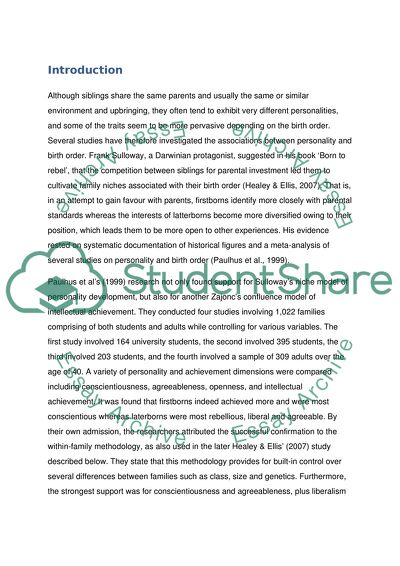 An Investigation of the Association between Firstborn