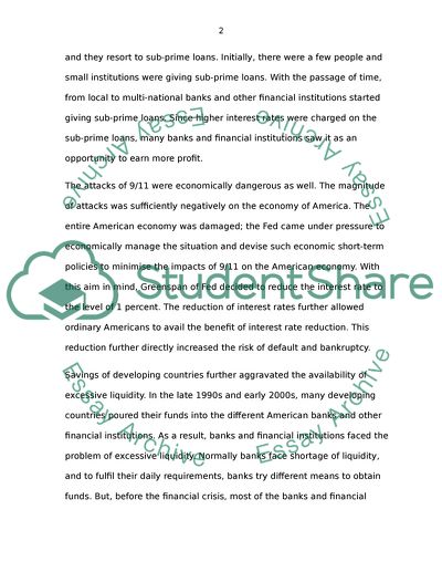 Reasons That Triggered the Global Financial Crisis