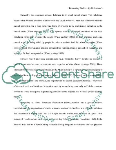 Preventing Biodiversity Reduction in the Coastal Zone