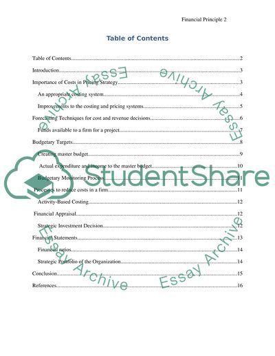 Managing Financial Principles and Techniques Assignment