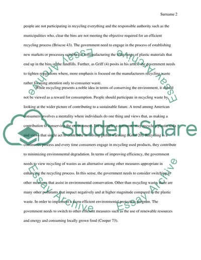 Recycling as a Measure Employed to Conserve the Environment