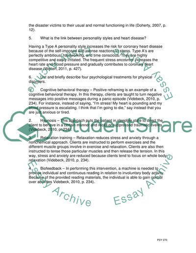 Psychological and Psychophysiological Stress Disorders